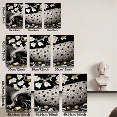 2D flat 1pc Majestic Leopard amidst Blossoming Branches Wall Decor Living Room Bedroom Modern Farmhouse Gallery Wrapped Canvas Prints