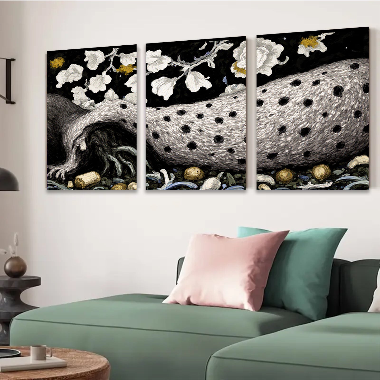 2D flat 1pc Majestic Leopard amidst Blossoming Branches Wall Decor Living Room Bedroom Modern Farmhouse Gallery Wrapped Canvas Prints