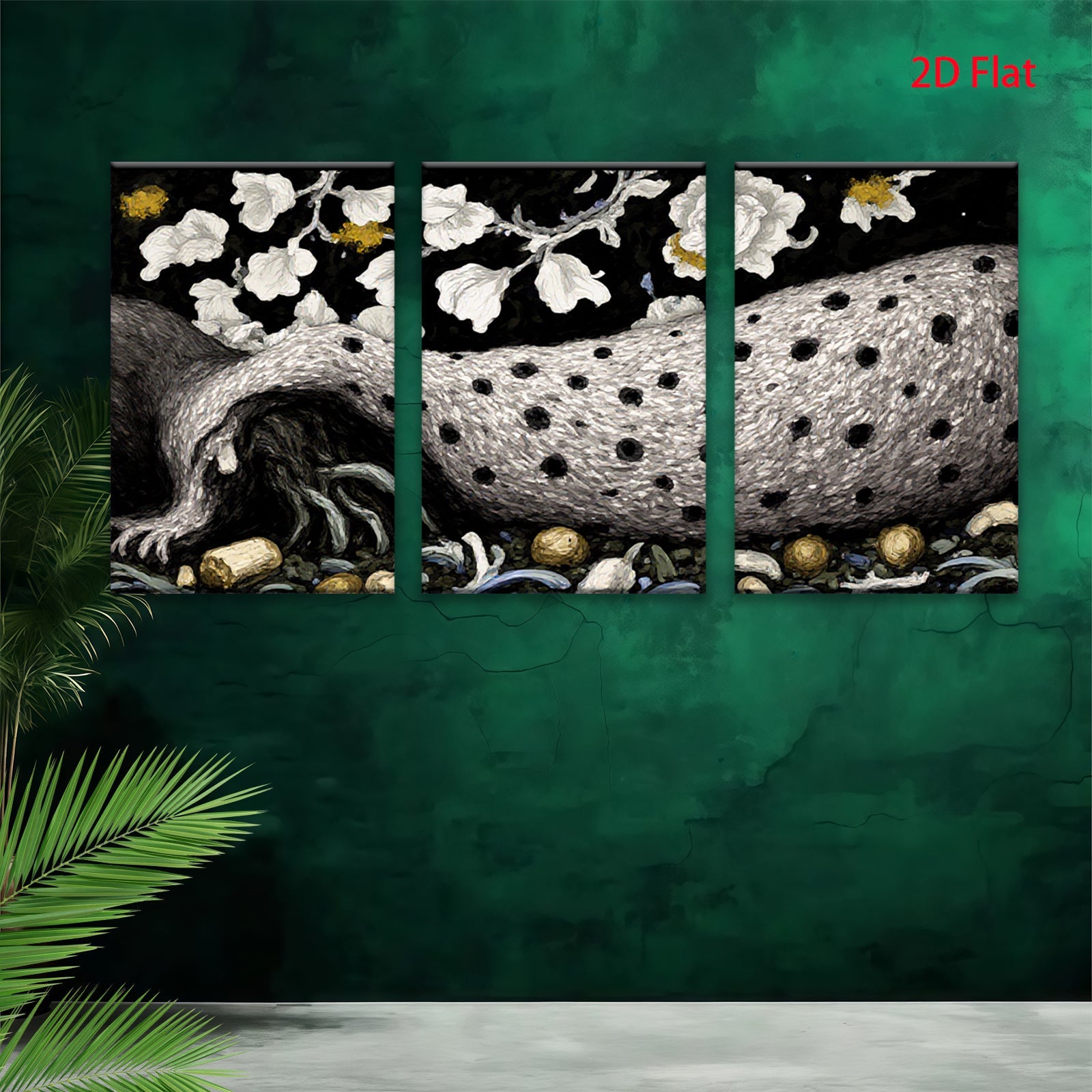 2D flat 1pc Majestic Leopard amidst Blossoming Branches Wall Decor Living Room Bedroom Modern Farmhouse Gallery Wrapped Canvas Prints