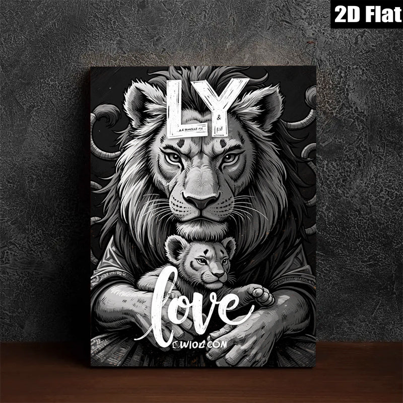 2D flat 1pc Majestic Lion Cub Portrait Family Love Wall Art Decor Living Room Bedroom Gallery Wrapped Canvas Print Modern Farmhouse Rustic Coastal Home Decor