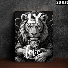 2D flat 1pc Majestic Lion Cub Portrait Family Love Wall Art Decor Living Room Bedroom Gallery Wrapped Canvas Print Modern Farmhouse Rustic Coastal Home Decor