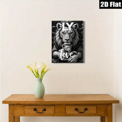 2D flat 1pc Majestic Lion Cub Portrait Family Love Wall Art Decor Living Room Bedroom Gallery Wrapped Canvas Print Modern Farmhouse Rustic Coastal Home Decor