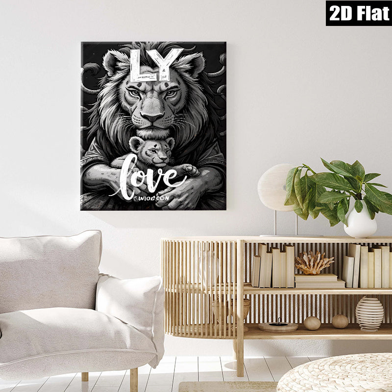 2D flat 1pc Majestic Lion Cub Portrait Family Love Wall Art Decor Living Room Bedroom Gallery Wrapped Canvas Print Modern Farmhouse Rustic Coastal Home Decor