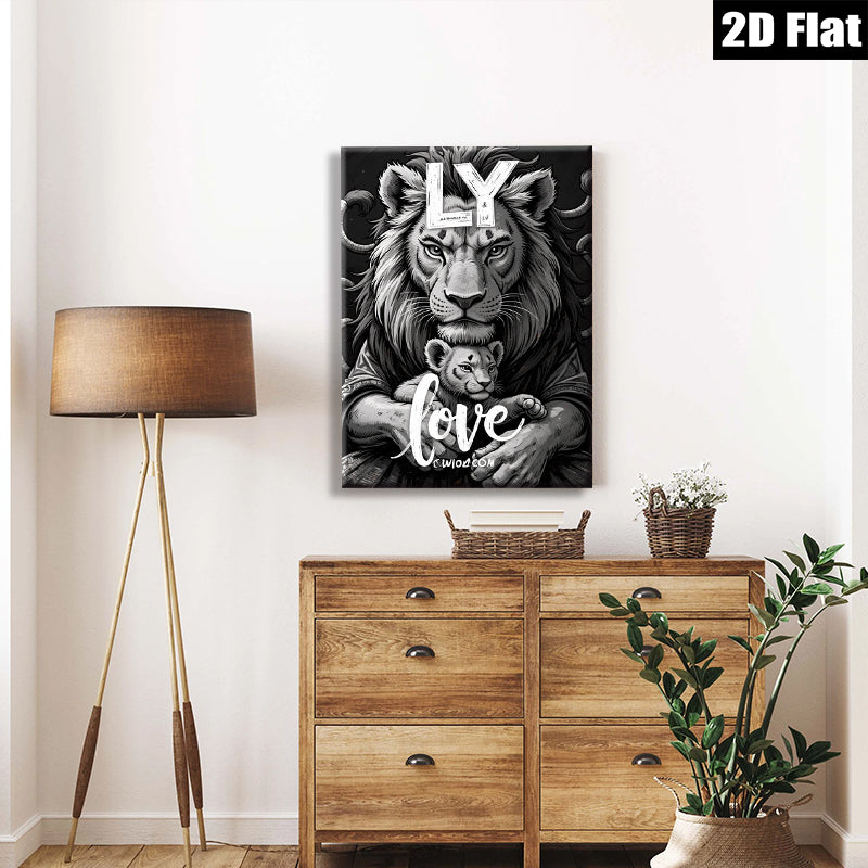 2D flat 1pc Majestic Lion Cub Portrait Family Love Wall Art Decor Living Room Bedroom Gallery Wrapped Canvas Print Modern Farmhouse Rustic Coastal Home Decor