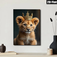 2D flat 1pc Majestic Lion Cub Portrait Wall Art Canvas Prints for Living Room Bedroom Gallery Wrapped Modern Farmhouse Decor Animal Photography