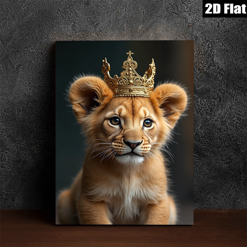 2D flat 1pc Majestic Lion Cub Portrait Wall Art Canvas Prints for Living Room Bedroom Gallery Wrapped Modern Farmhouse Decor Animal Photography