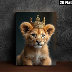 2D flat 1pc Majestic Lion Cub Portrait Wall Art Canvas Prints for Living Room Bedroom Gallery Wrapped Modern Farmhouse Decor Animal Photography