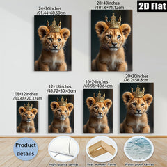 2D flat 1pc Majestic Lion Cub Portrait Wall Art Canvas Prints for Living Room Bedroom Gallery Wrapped Modern Farmhouse Decor Animal Photography