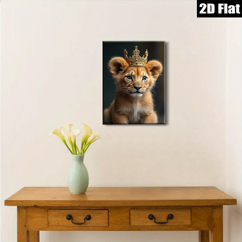 2D flat 1pc Majestic Lion Cub Portrait Wall Art Canvas Prints for Living Room Bedroom Gallery Wrapped Modern Farmhouse Decor Animal Photography