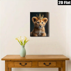2D flat 1pc Majestic Lion Cub Portrait Wall Art Canvas Prints for Living Room Bedroom Gallery Wrapped Modern Farmhouse Decor Animal Photography