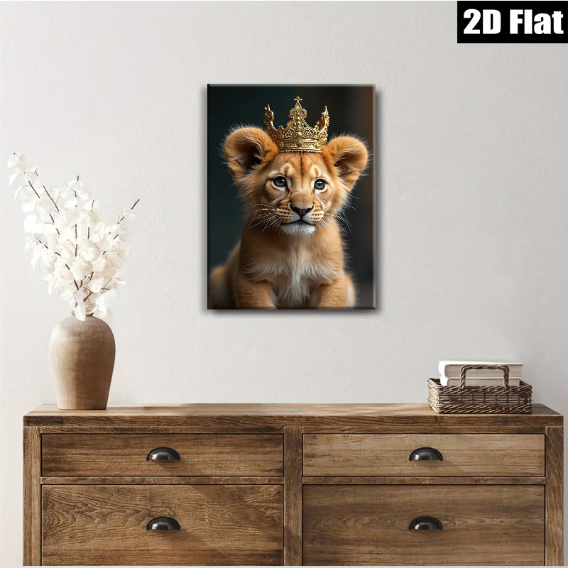 2D flat 1pc Majestic Lion Cub Portrait Wall Art Canvas Prints for Living Room Bedroom Gallery Wrapped Modern Farmhouse Decor Animal Photography