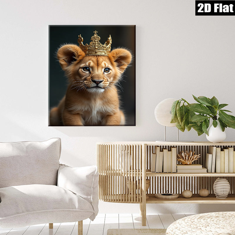 2D flat 1pc Majestic Lion Cub Portrait Wall Art Canvas Prints for Living Room Bedroom Gallery Wrapped Modern Farmhouse Decor Animal Photography
