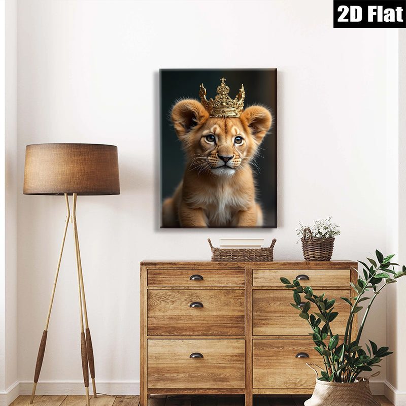 2D flat 1pc Majestic Lion Cub Portrait Wall Art Canvas Prints for Living Room Bedroom Gallery Wrapped Modern Farmhouse Decor Animal Photography