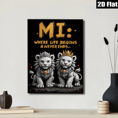 2D flat 1pc Majestic Lion Cubs Portrait Wall Art Canvas Prints for Living Room Bedroom Home Decor Modern Farmhouse Style Gallery Wrapped Timeless Statement Piece