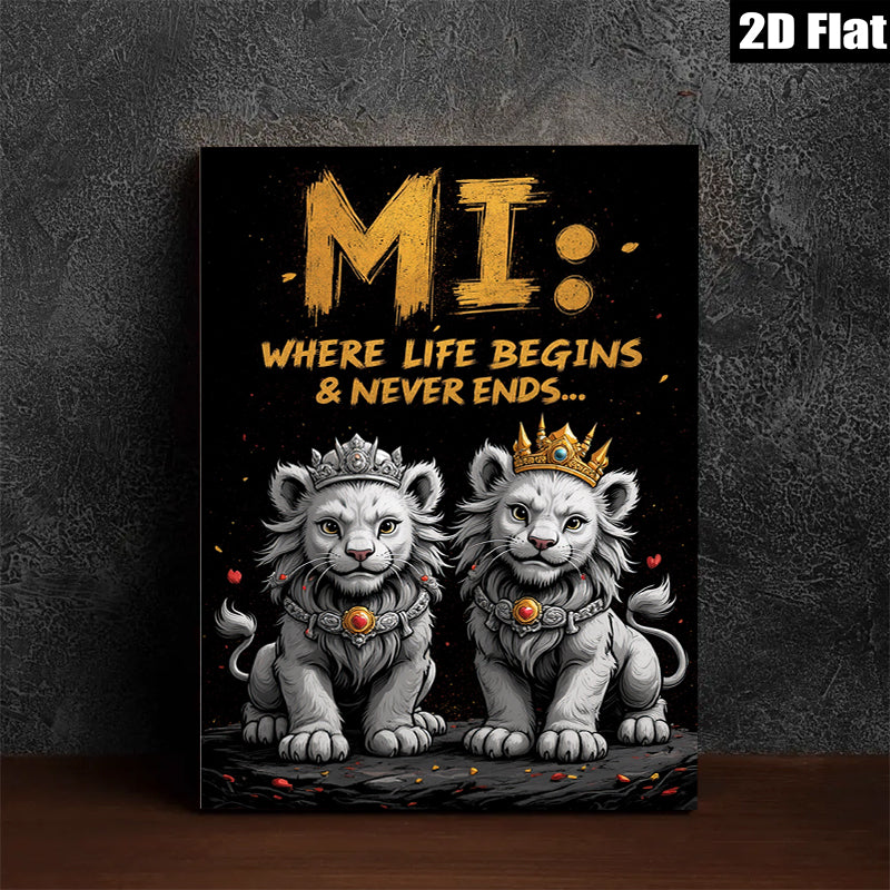 2D flat 1pc Majestic Lion Cubs Portrait Wall Art Canvas Prints for Living Room Bedroom Home Decor Modern Farmhouse Style Gallery Wrapped Timeless Statement Piece