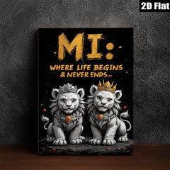 2D flat 1pc Majestic Lion Cubs Portrait Wall Art Canvas Prints for Living Room Bedroom Home Decor Modern Farmhouse Style Gallery Wrapped Timeless Statement Piece