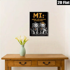 2D flat 1pc Majestic Lion Cubs Portrait Wall Art Canvas Prints for Living Room Bedroom Home Decor Modern Farmhouse Style Gallery Wrapped Timeless Statement Piece