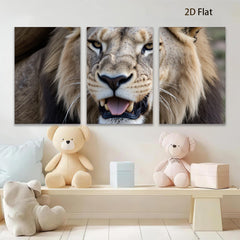 2D flat 1pc Majestic Lion Face Portrait Wildlife Art Canvas Print for Living Room Bedroom Gallery Wall Decor Modern Farmhouse Rustic Chic