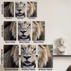 2D flat 1pc Majestic Lion Face Portrait Wildlife Art Canvas Print for Living Room Bedroom Gallery Wall Decor Modern Farmhouse Rustic Chic