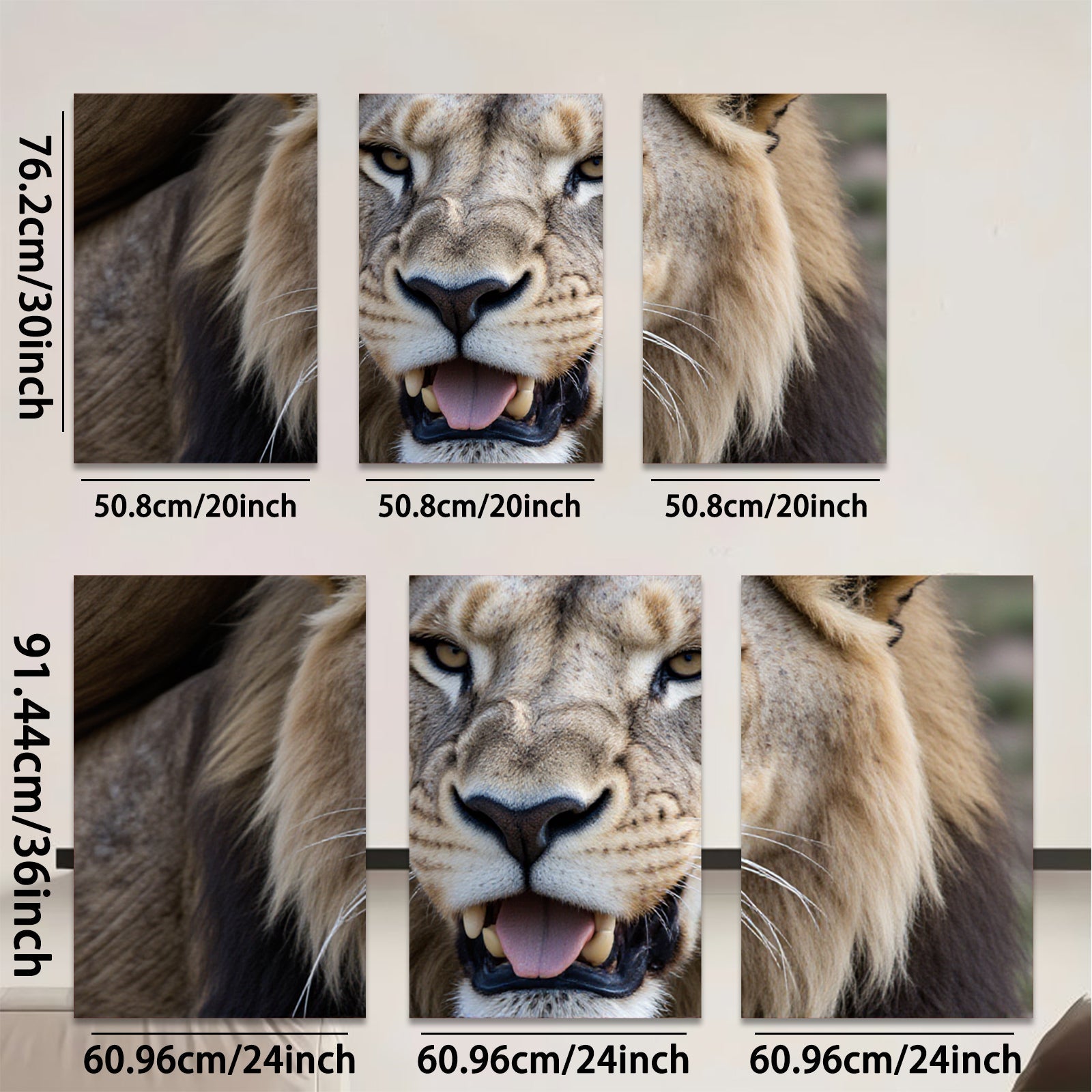 2D flat 1pc Majestic Lion Face Portrait Wildlife Art Canvas Print for Living Room Bedroom Gallery Wall Decor Modern Farmhouse Rustic Chic