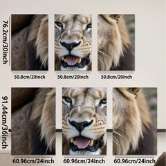 2D flat 1pc Majestic Lion Face Portrait Wildlife Art Canvas Print for Living Room Bedroom Gallery Wall Decor Modern Farmhouse Rustic Chic
