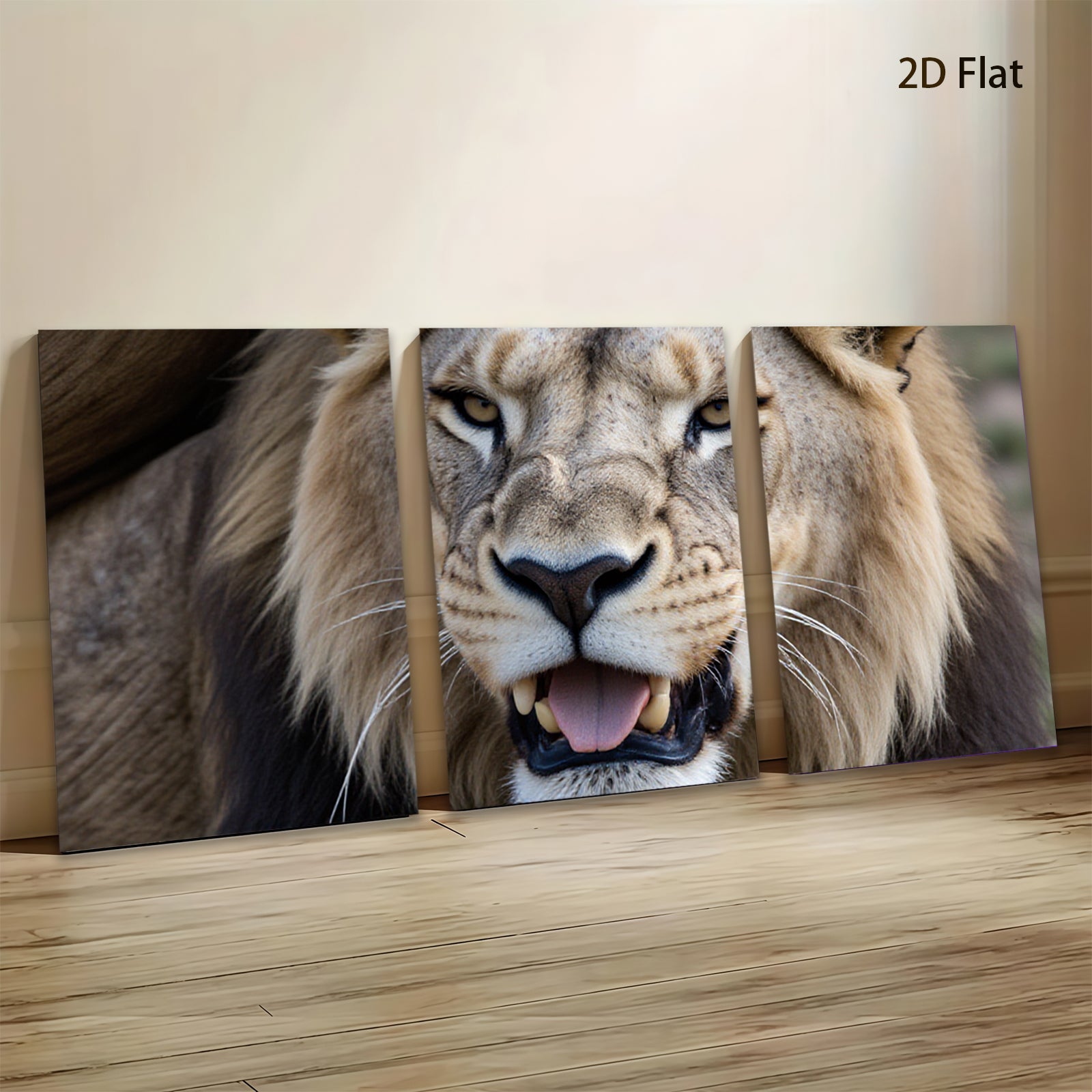 2D flat 1pc Majestic Lion Face Portrait Wildlife Art Canvas Print for Living Room Bedroom Gallery Wall Decor Modern Farmhouse Rustic Chic