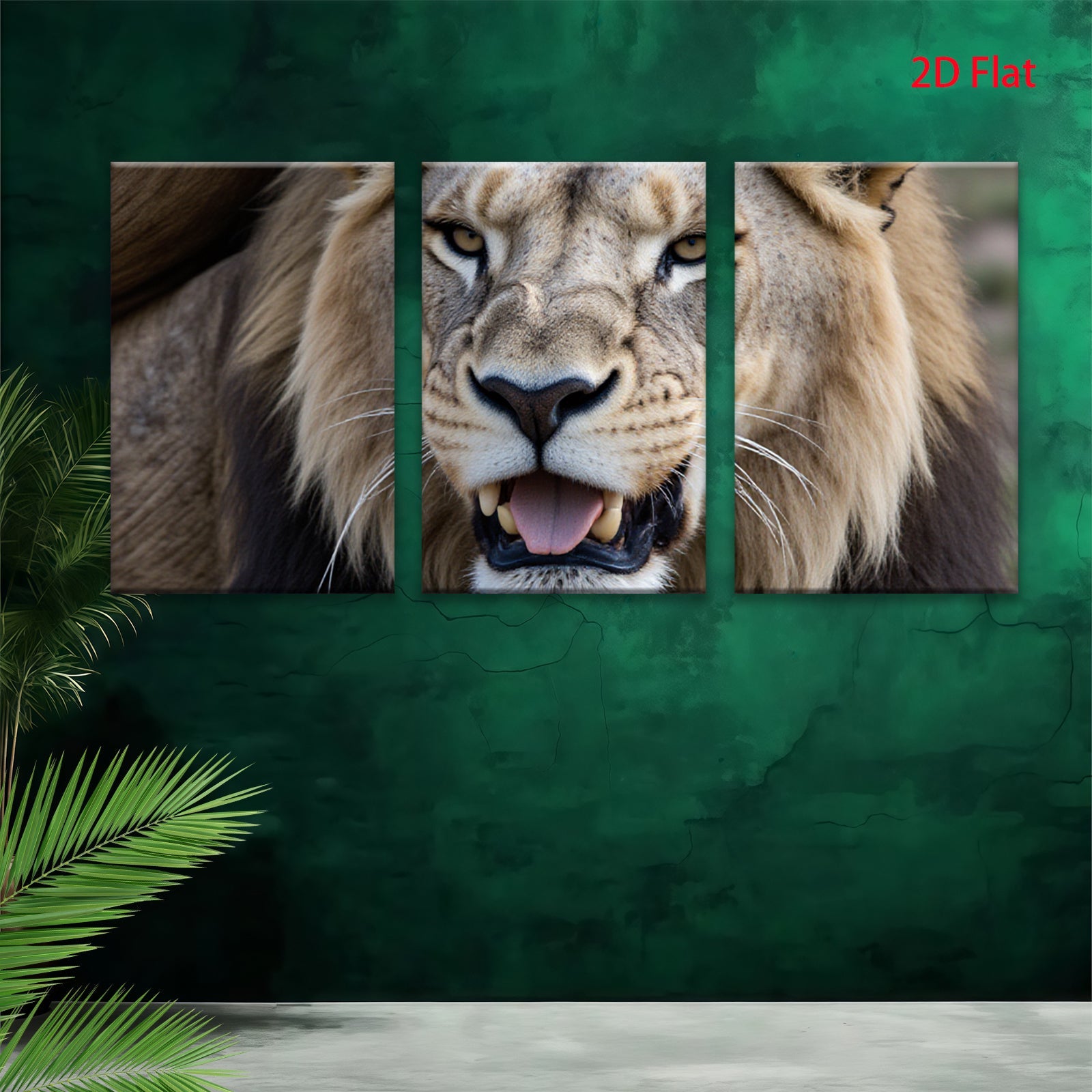 2D flat 1pc Majestic Lion Face Portrait Wildlife Art Canvas Print for Living Room Bedroom Gallery Wall Decor Modern Farmhouse Rustic Chic