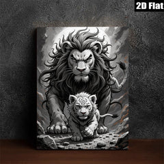 2D flat 1pc Majestic Lion Family Portrait Wall Art Canvas Prints for Living Room Bedroom Home Decor Farmhouse Style Modern Artwork Gallery Wrapped