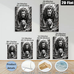 2D flat 1pc Majestic Lion Family Portrait Wall Art Canvas Prints for Living Room Bedroom Home Decor Farmhouse Style Modern Artwork Gallery Wrapped