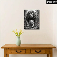 2D flat 1pc Majestic Lion Family Portrait Wall Art Canvas Prints for Living Room Bedroom Home Decor Farmhouse Style Modern Artwork Gallery Wrapped