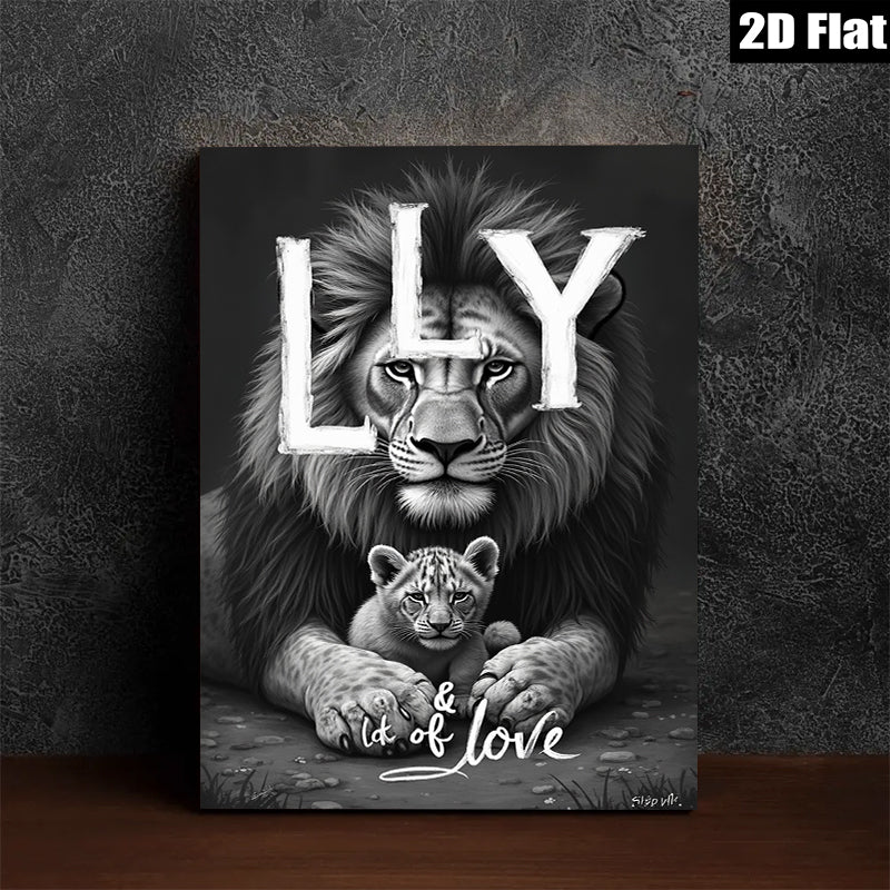 2D flat 1pc Majestic Lion Family Portrait Wildlife Art Canvas Print for Living Room Bedroom Gallery Wall Decor Modern Farmhouse Rustic Accent Piece