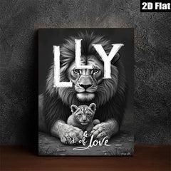 2D flat 1pc Majestic Lion Family Portrait Wildlife Art Canvas Print for Living Room Bedroom Gallery Wall Decor Modern Farmhouse Rustic Accent Piece
