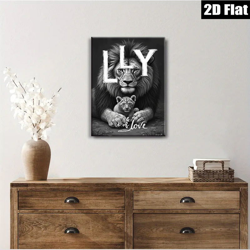 2D flat 1pc Majestic Lion Family Portrait Wildlife Art Canvas Print for Living Room Bedroom Gallery Wall Decor Modern Farmhouse Rustic Accent Piece