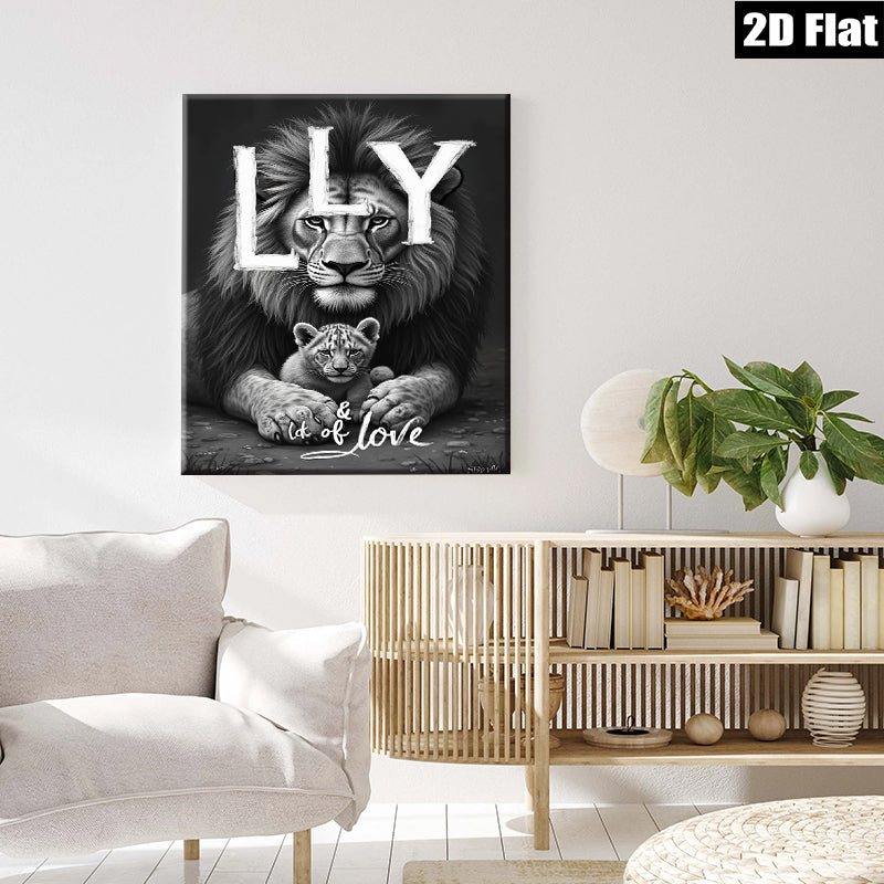 2D flat 1pc Majestic Lion Family Portrait Wildlife Art Canvas Print for Living Room Bedroom Gallery Wall Decor Modern Farmhouse Rustic Accent Piece