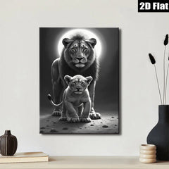 2D flat 1pc Majestic Lion Family Portrait Wildlife Art Canvas Print for Living Room Bedroom Home Decor Modern Farmhouse Wall Art Gallery Wrapped