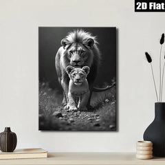 2D flat 1pc Majestic Lion Family Portrait Wildlife Canvas Wall Art for Living Room Bedroom Home Decor Gallery Wrapped Ready to Hang Modern Farmhouse Style
