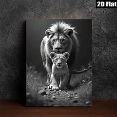 2D flat 1pc Majestic Lion Family Portrait Wildlife Canvas Wall Art for Living Room Bedroom Home Decor Gallery Wrapped Ready to Hang Modern Farmhouse Style