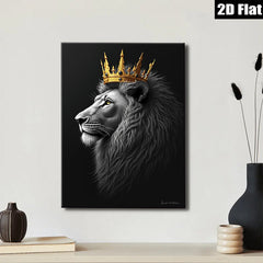 2D flat 1pc Majestic Lion King Portrait Wall Art Canvas Print Home Decor Living Room Bedroom Modern Farmhouse Gallery Wrapped Timeless Statement Piece