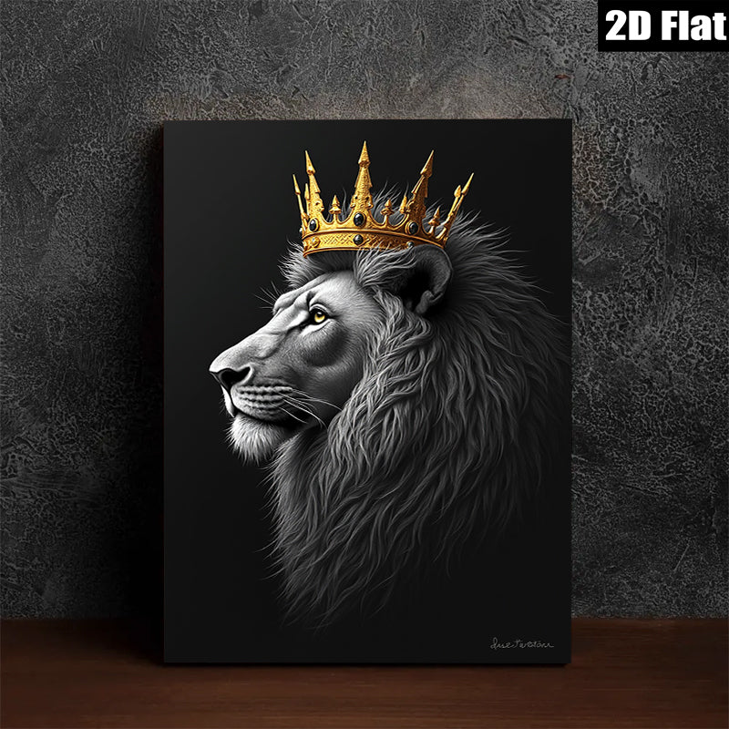 2D flat 1pc Majestic Lion King Portrait Wall Art Canvas Print Home Decor Living Room Bedroom Modern Farmhouse Gallery Wrapped Timeless Statement Piece