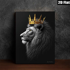 2D flat 1pc Majestic Lion King Portrait Wall Art Canvas Print Home Decor Living Room Bedroom Modern Farmhouse Gallery Wrapped Timeless Statement Piece