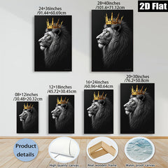 2D flat 1pc Majestic Lion King Portrait Wall Art Canvas Print Home Decor Living Room Bedroom Modern Farmhouse Gallery Wrapped Timeless Statement Piece