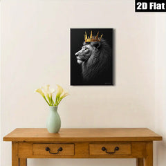 2D flat 1pc Majestic Lion King Portrait Wall Art Canvas Print Home Decor Living Room Bedroom Modern Farmhouse Gallery Wrapped Timeless Statement Piece