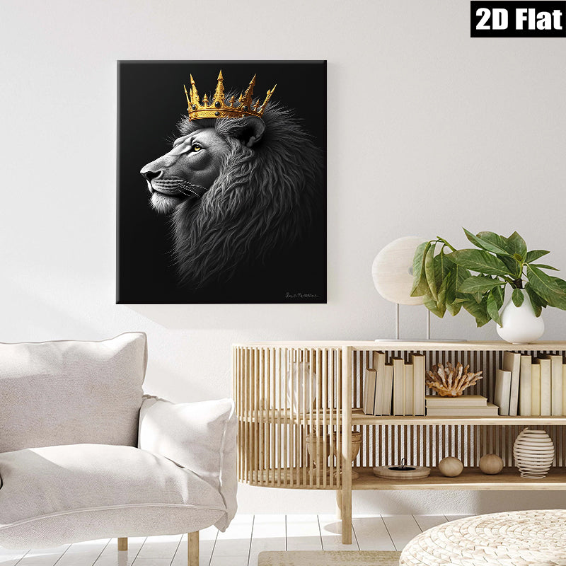 2D flat 1pc Majestic Lion King Portrait Wall Art Canvas Print Home Decor Living Room Bedroom Modern Farmhouse Gallery Wrapped Timeless Statement Piece
