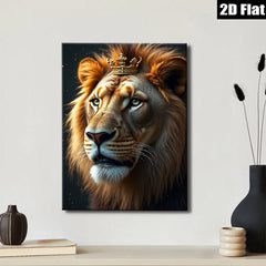 2D flat 1pc Majestic Lion King Portrait Wall Art Canvas Print for Living Room Bedroom Office Home Decor Modern Farmhouse Rustic Gallery Wrapped