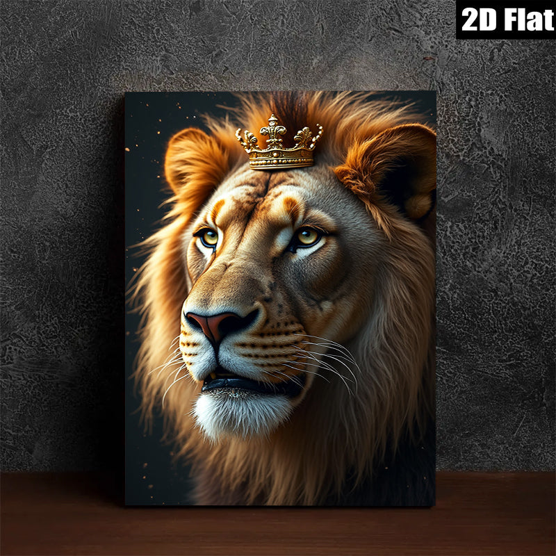 2D flat 1pc Majestic Lion King Portrait Wall Art Canvas Print for Living Room Bedroom Office Home Decor Modern Farmhouse Rustic Gallery Wrapped