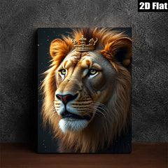 2D flat 1pc Majestic Lion King Portrait Wall Art Canvas Print for Living Room Bedroom Office Home Decor Modern Farmhouse Rustic Gallery Wrapped