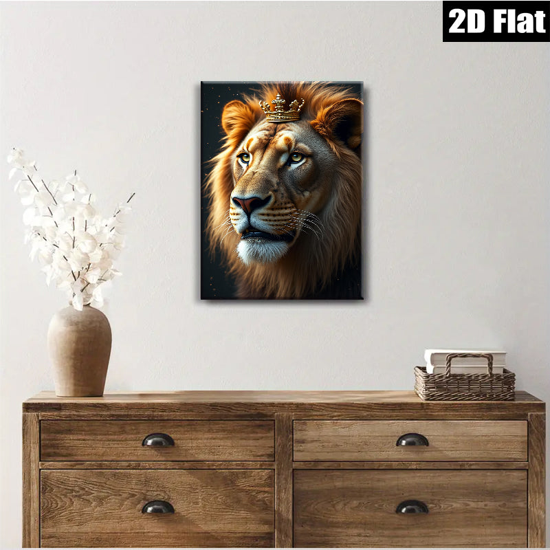 2D flat 1pc Majestic Lion King Portrait Wall Art Canvas Print for Living Room Bedroom Office Home Decor Modern Farmhouse Rustic Gallery Wrapped