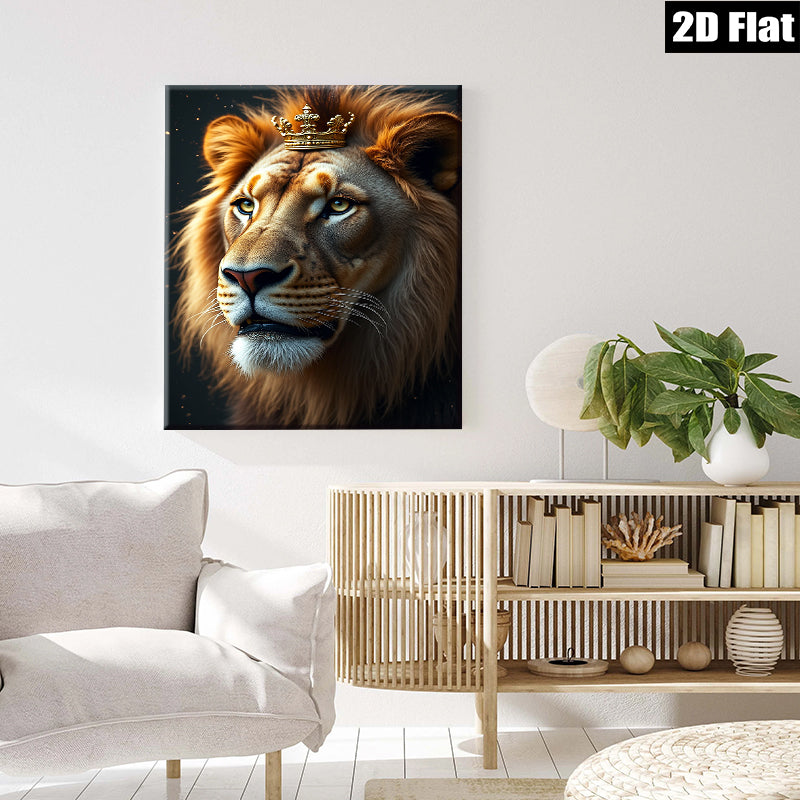 2D flat 1pc Majestic Lion King Portrait Wall Art Canvas Print for Living Room Bedroom Office Home Decor Modern Farmhouse Rustic Gallery Wrapped