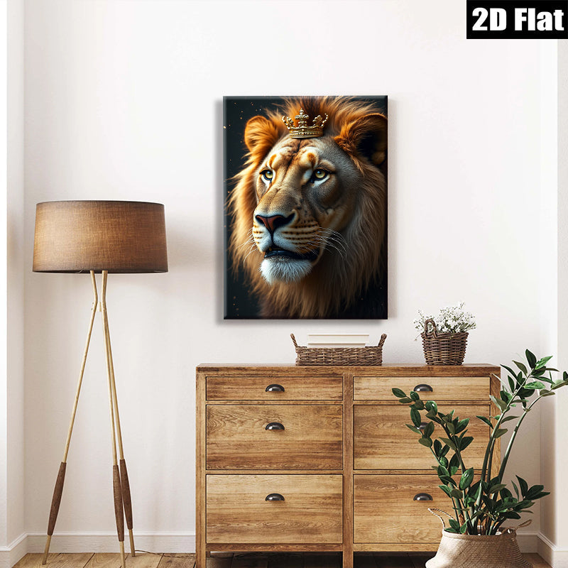 2D flat 1pc Majestic Lion King Portrait Wall Art Canvas Print for Living Room Bedroom Office Home Decor Modern Farmhouse Rustic Gallery Wrapped