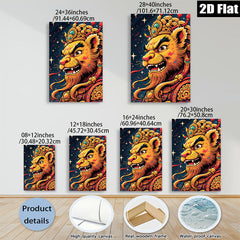 2D flat 1pc Majestic Lion King Portrait Wall Art Canvas Prints Living Room Bedroom Decor Bohemian Style Gallery Wrapped Modern Farmhouse Art